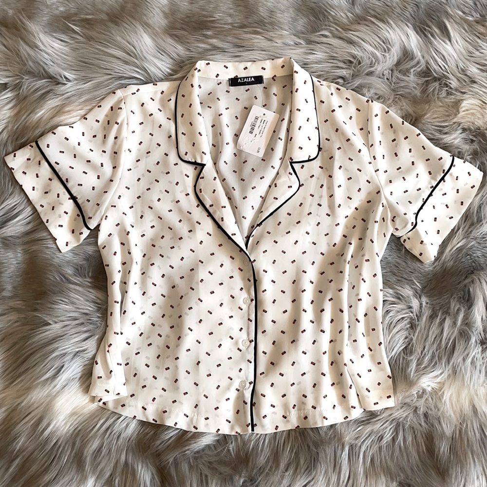 New Azalea sleepwear-inspired cropped blouse